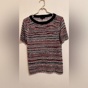 Women's J.Crew Red & Black Beaded / Sequins Shirt - Size XXS